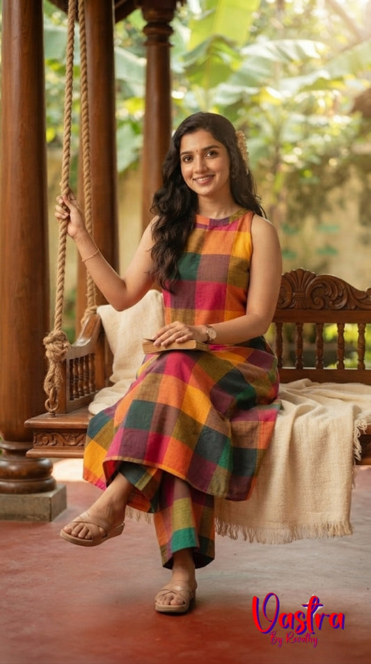 Madras Check Kurti with Palazzo Set