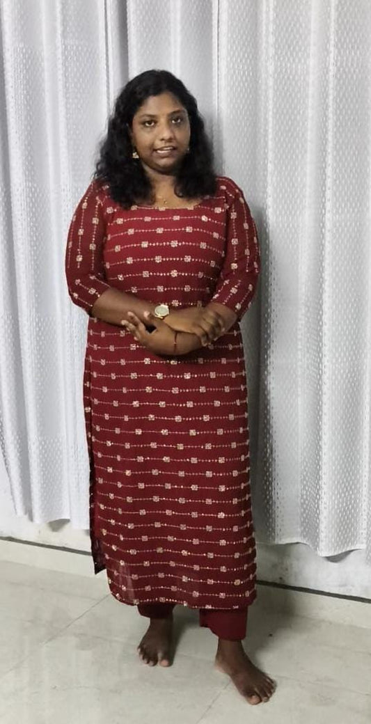Cotton Gold Embroidery Kurti