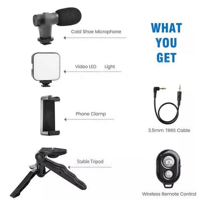 Tripod, Mic, Light Combo