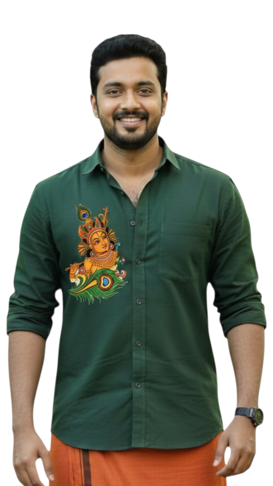 Krishna Mural Printed Cotton Shirts