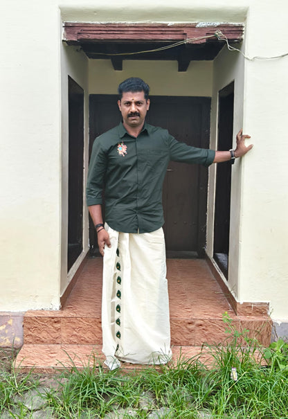 Zyara Bottle Green Radha Krishna Printed Shirt