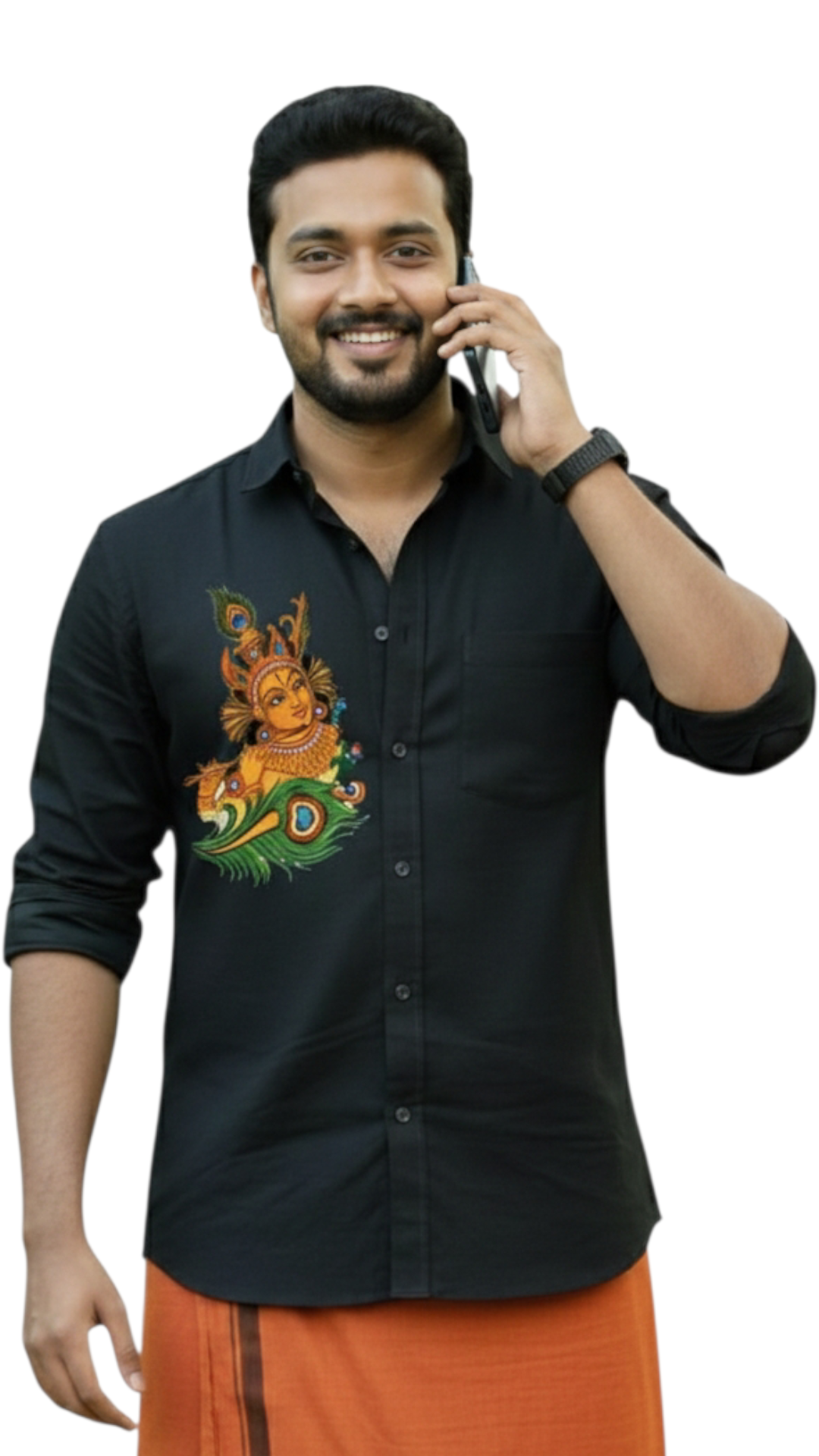 Krishna Mural Printed Cotton Shirts