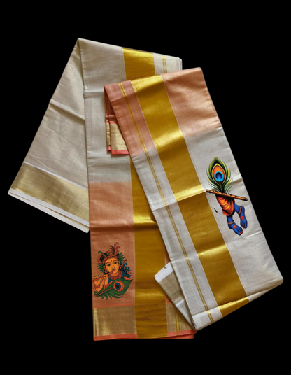 Double Colour Printed Set Mundu