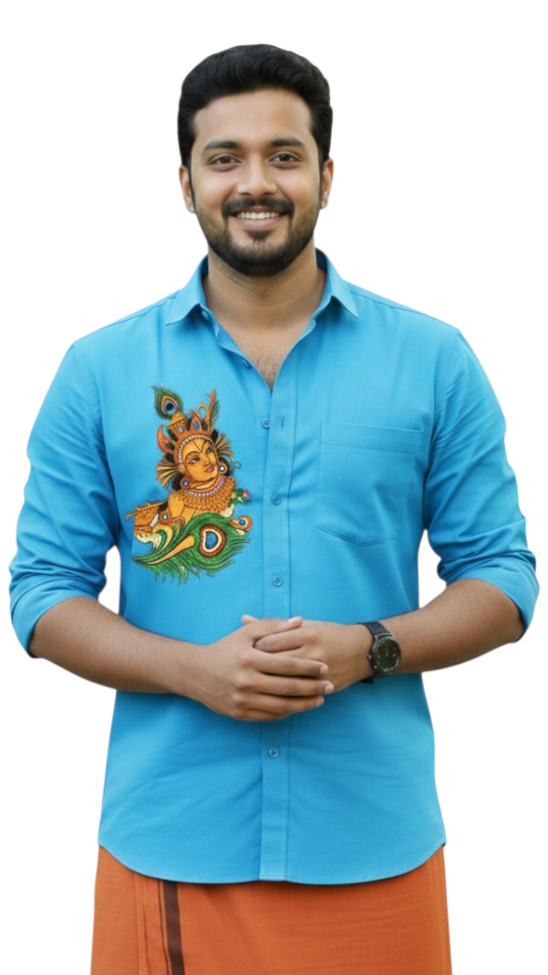 Krishna Mural Printed Cotton Shirts