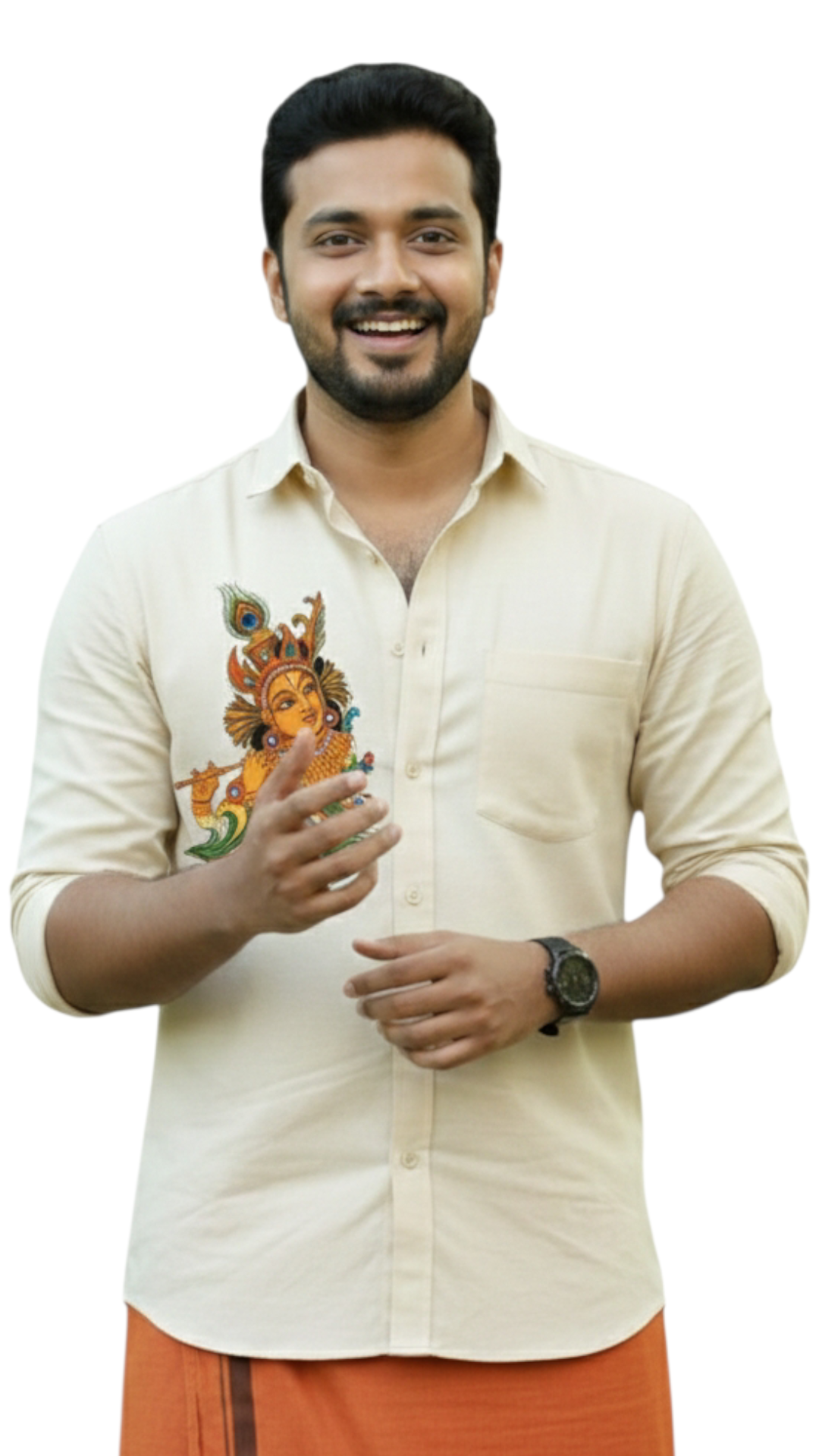 Krishna Mural Printed Cotton Shirts