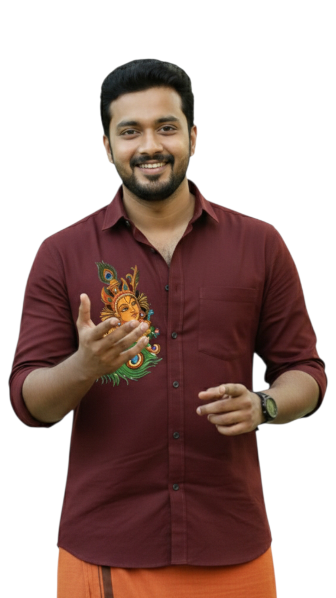 Krishna Mural Printed Cotton Shirts