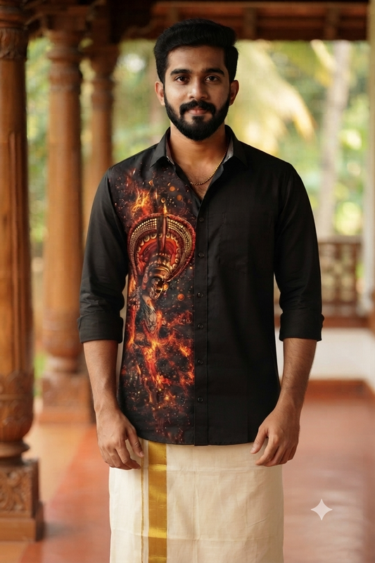 Traditional Printed Black Shirts