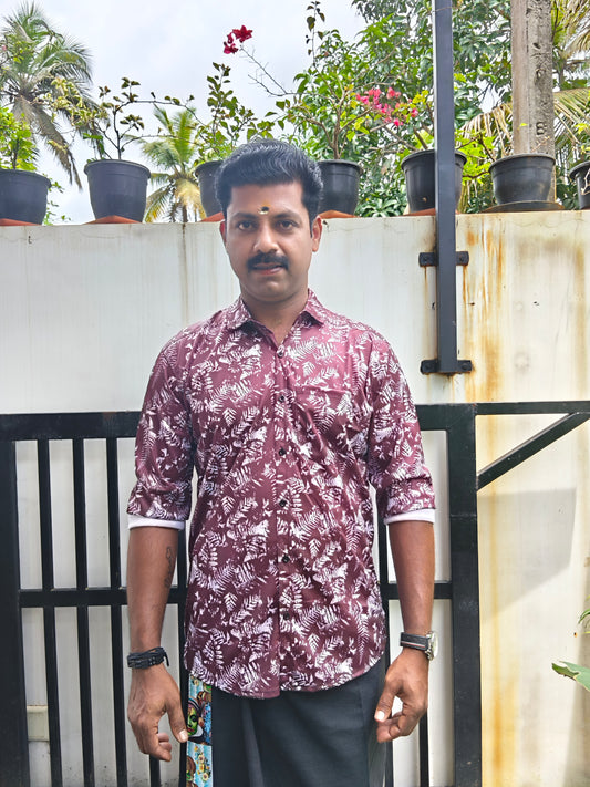 Digital Printed Shirt + Kathakali Print Black Mundu (Combo)