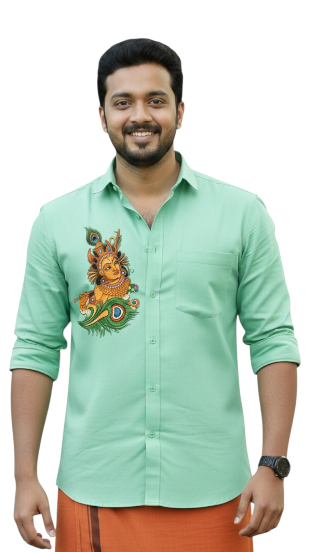 Krishna Mural Printed Cotton Shirts